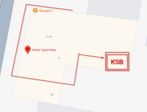 Grafische Darstellung des Weges zur KSB im Bürgerzentrum Deutz