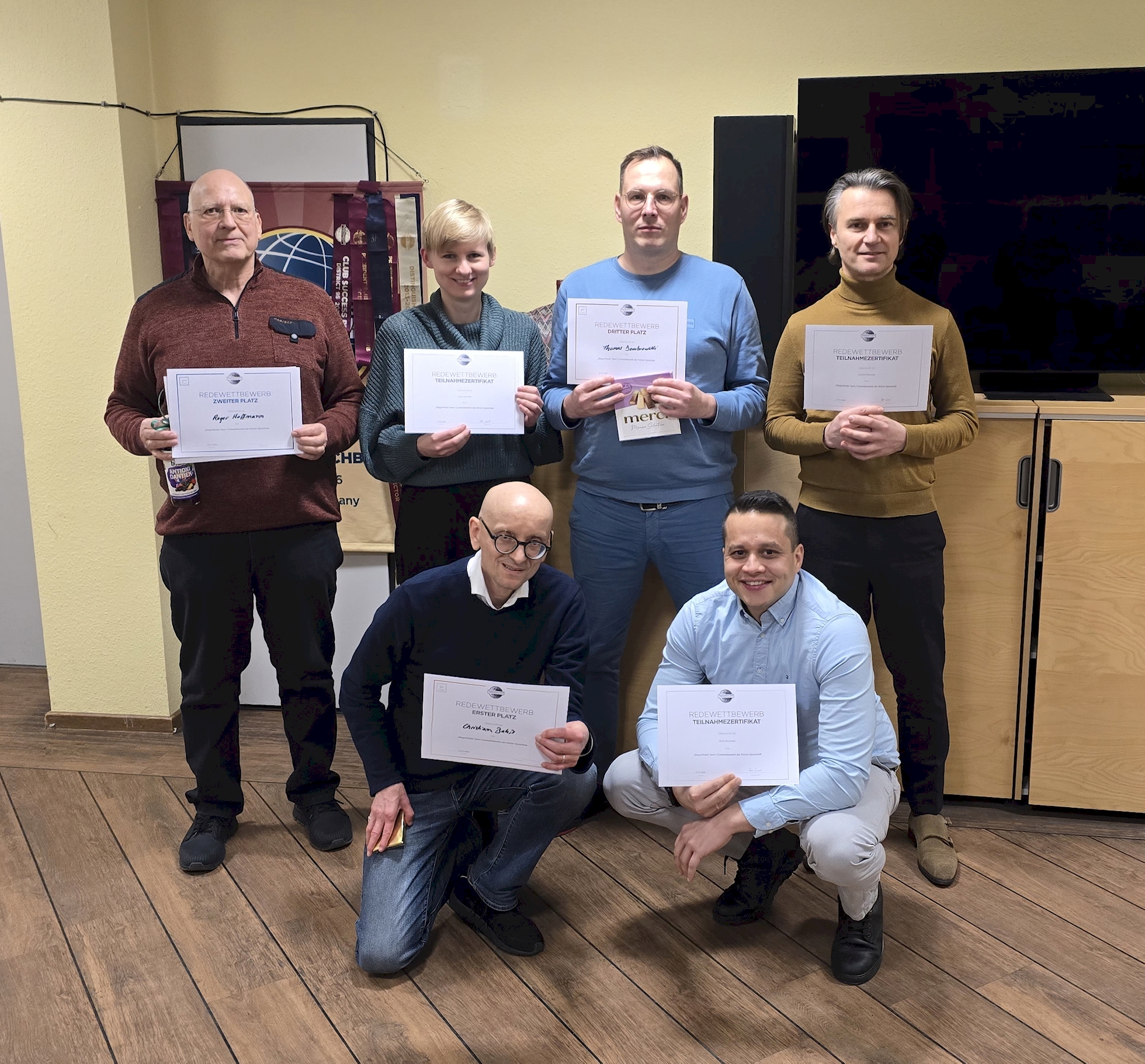 Teilnehmende des deutschen Clubwettbewerbs der Kölner Sprechbar in der Kategorie Stegreifrede am 21.01.2026.