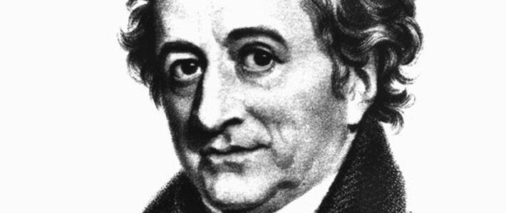 Schwarz-weißes Porträt von Johann Wolfgang von Goethe als Motivbild zum Reim-Abend der Kölner Sprechbar am 10.02.2016.