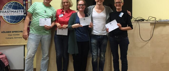 Siegerfoto des Clubabends Hollywood wir kommen der Kölner Sprechbar zum Thema Video für Toastmaster.