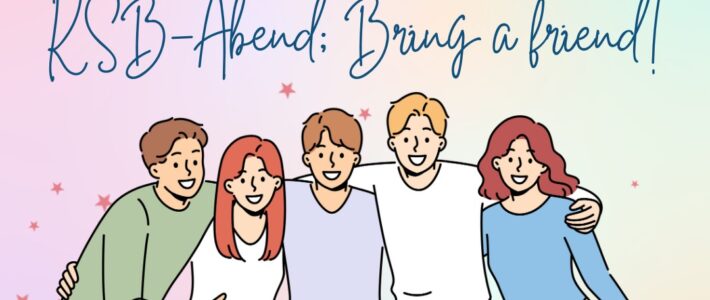 Grafik mit dem Schriftzug Bring a Friend zum Motto des Clubabends