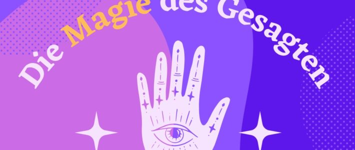 Grafik mit dem Schriftzug Magie des Gesagten zum Motto des Clubabends