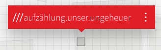 Rote Sprechblase mit der Aufschrift aufzaehlung.unser.ungeheuer.