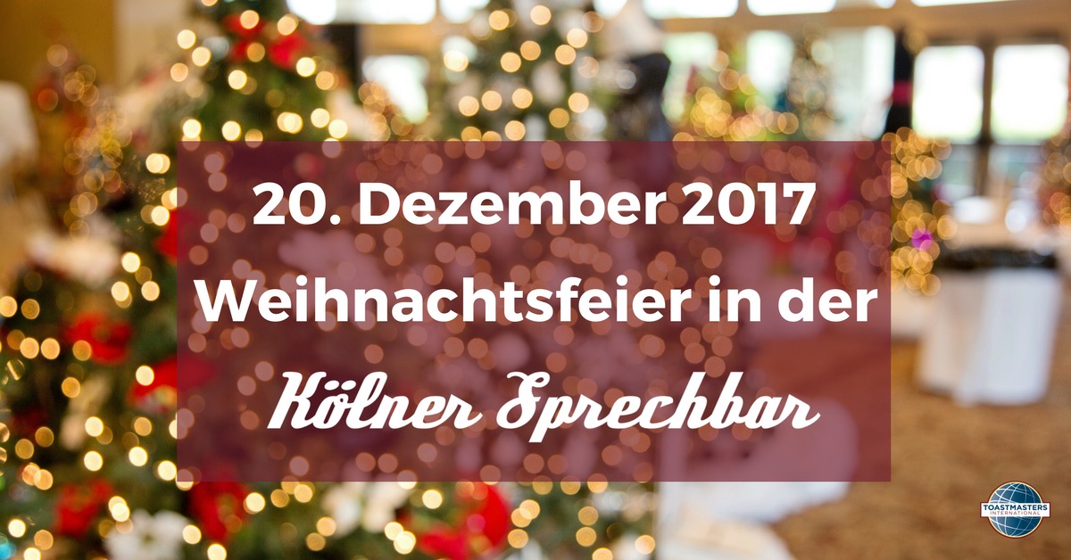 Ankündigungsgrafik zur Weihnachtsfeier der Kölner Sprechbar am 20.12.2017.