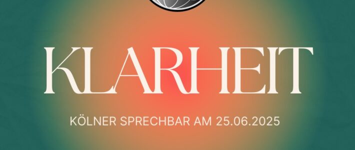 Toastmasters-Abend: Kölner Sprechbar – 25.06.2025 | Klarheit Grafik mit dem Schriftzug Klarheit zum Motto des Clubabends