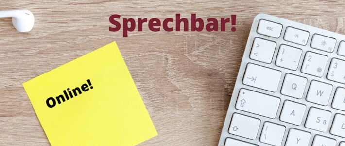 Die Sprechbar, jetzt auch Online Ankündigungsgrafik der Kölner Sprechbar zu den neuen Online-Meetings während der Corona-Zeit.