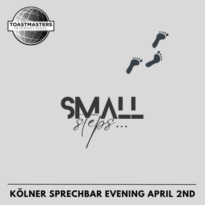 Grafik mit dem Schriftzug Small Steps zum Motto des Clubabends