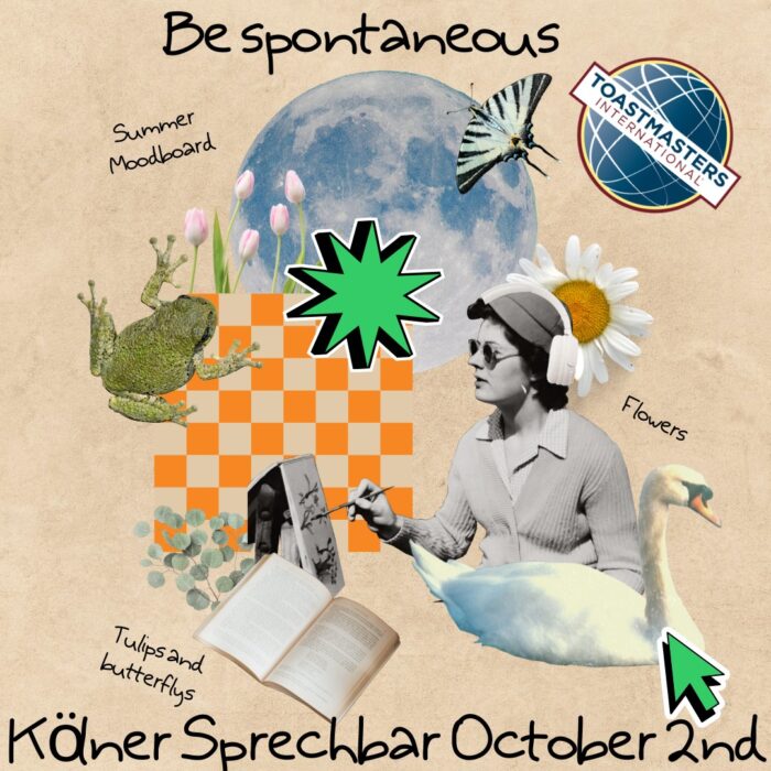 Grafik mit dem Schriftzug Be Spontaneous zum Motto des Clubabends