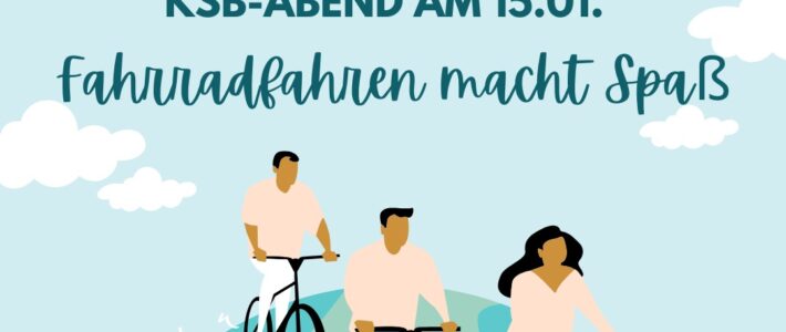 Grafik mit dem Schriftzug Fahrradfahren macht Spaß zum Motto des Clubabends