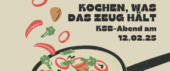 Grafik mit dem Schriftzug Kochen zum Motto des Clubabends