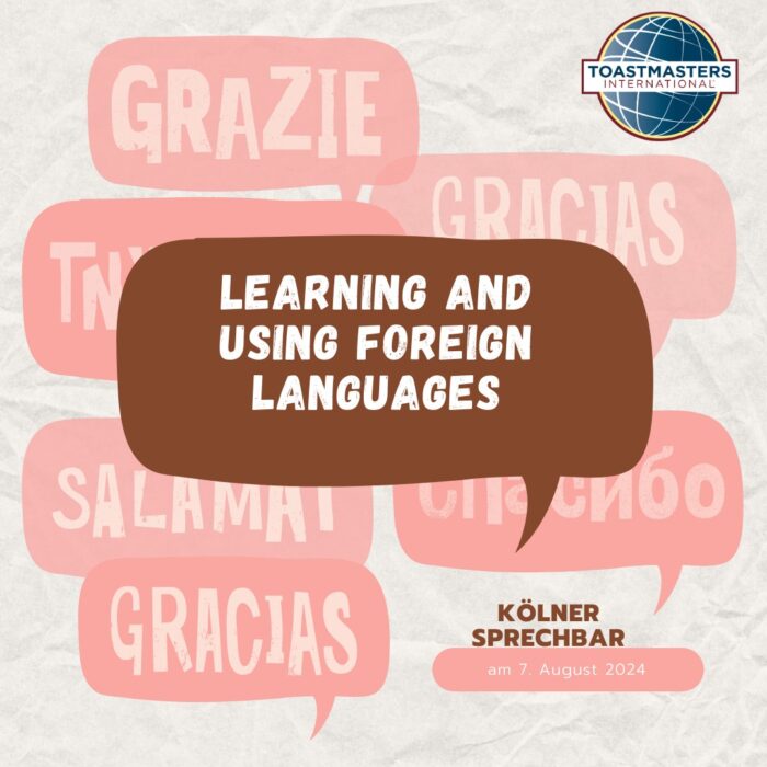 Grafik mit dem Schriftzug Learning and Using Foreign Languages zum Motto des Clubabends