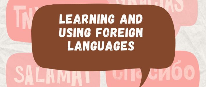 Grafik mit dem Schriftzug Learning and Using Foreign Languages zum Motto des Clubabends