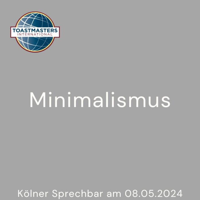 Grafik mit dem Schriftzug Minimalismus zum Motto des Clubabends