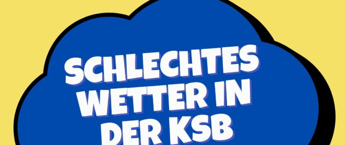 Grafik mit dem Schriftzug Schlechtes Wetter zum Motto des Clubabends