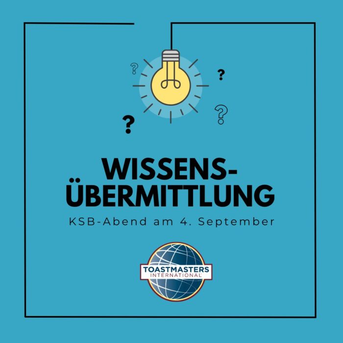 Grafik mit dem Schriftzug Wissensübermittlung zum Motto des Clubabends