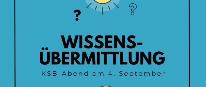 Grafik mit dem Schriftzug Wissensübermittlung zum Motto des Clubabends