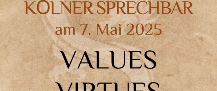 Grafik mit dem Schriftzug Virtues and Vices zum Motto des Clubabends
