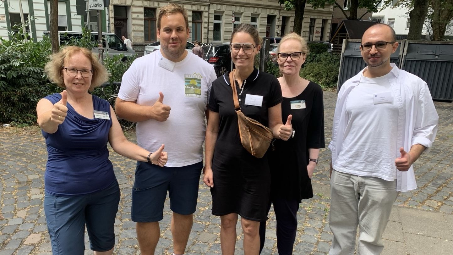 Vorstand der Kölner Sprechbar beim Club Officer Training der Area A3, von links: Andrea Hoffmann, Kristof Glienke, Danja Krahé, Sarah Bahß und Aleksandr Anfilofev.